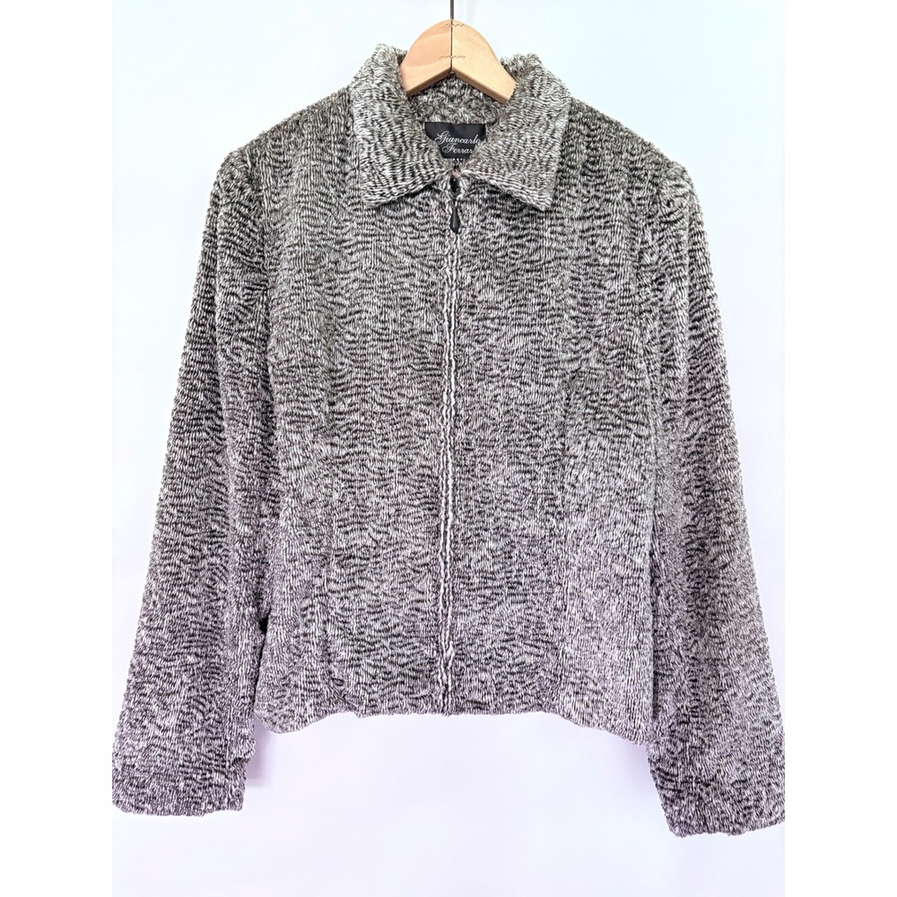 Vintage Giancarlo Ferrari Faux Persian Lamb Fur Jacket Women's Size 14 Gray